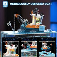 Fish Tank Building Blocks Set - 830PCS Ocean Treasure Hunt Building Set With Adventure Boat Shark Jellyfish And Coral Reef STEM Toys Birthday Christmas Building Blocks Gift IdeaMaterial Safety And Rich Functionality - Orange - View 3