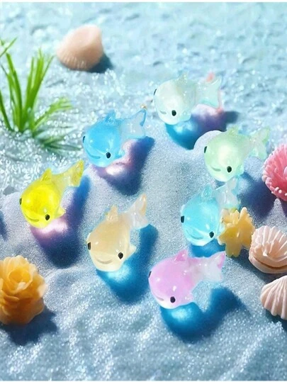 Glow-In-The-Dark Mini Shark Figurine - Modern Resin Decor, Suitable For DIY Garden, Christmas, Easter, Bathroom, Living Room, Bedroom And Car Display