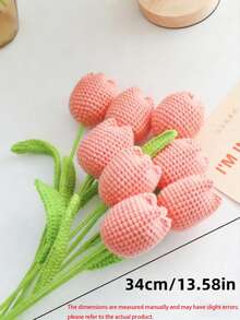 手工钩织郁金香花束，非常适合DIY项目，逼真的人造花礼物，适合母亲节、教师节、生日、毕业典礼和情人节。 - 彩色 - 查看 4