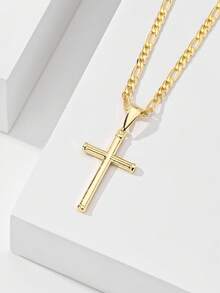 1件经典欧式铜质耶稣十字架吊坠项链，“守护之光”限量版，适合作为圣诞节、感恩节、万圣节、母亲节、情人节礼物，送给朋友、教会成员、初领圣体、日常佩戴和祈祷。 - 金黃色 - 查看 4