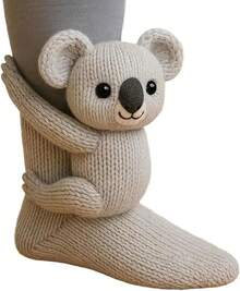 Animal Socks Women Funny Animal Hug Sock Hand Crocheted Warm Socks Long Stocking Stuffers Sock - #03 - 查看 1