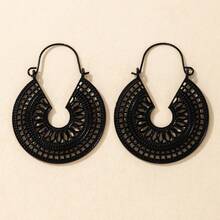 Vintage Exaggerated Hollow Pattern Totem Vintage Earrings Petal Geometric Heart Metal Earrings Jewelry - 5673-2 - 查看 5