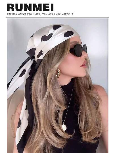 1 pieza Pañuelo de satén con estampado minimalista, nuevo accesorio de moda de primavera, adecuado para mujeres, se puede usar como cinturón, decoración de bolso, cinta, diadema o pañuelo, una opción ideal para realzar tu apariencia general.