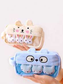 1pc Cute Plush Animal Pencil Case, Large Capacity Multi-Functional Learning Stationery, Quirky & Minimalist Design,Back To School,Bag - Multicolor - View 9