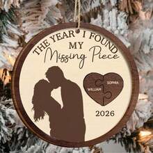1/2pcs Customized Hanging Decor, Engraved Name, Wooden Heart Puzzle Pendant, "I Found The Missing Piece" Couples Design, Friendship Memorial Pendant, Couples Christmas Ornament, 2026 Newlywed Gift, Suitable For Christmas, Valentine's Day, Wedding, Birthday, New Year Decoration - Durable Best Friend Gift - Multicolor - View 6