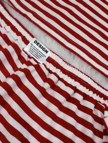 2 件女士条纹印花睡衣套装 - 休闲家居服，含短袖 T 恤和短裤，适合春季、秋季和冬季 - 紅白色 - 查看 7