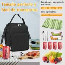 Bolsa De Almuerzo De Gran Capacidad Para Mujer Hombre,Lonchera Termica Con Correa De Hombro, Picnic,Viajes,Impermeable(Negro) - Multicolor - Ver 3