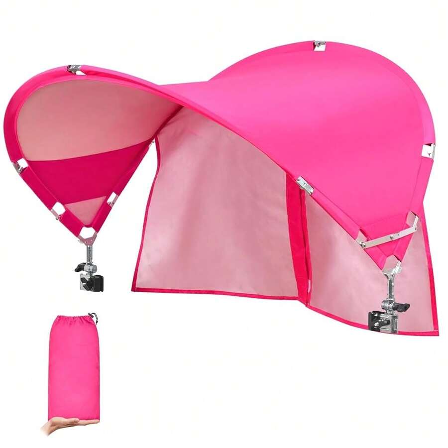 XL Universal Chair Canopy Umbrella, UPF 50+ Foldable Sun Shade Attachment With Adjustable Clamp, Fits Most Brands' Beach, Camping, Lawn, Tanning, Zero Gravity, Lounge & Fishing Chairs,XL,Pink_1Pack - 粉紅色_1包 - 查看 1