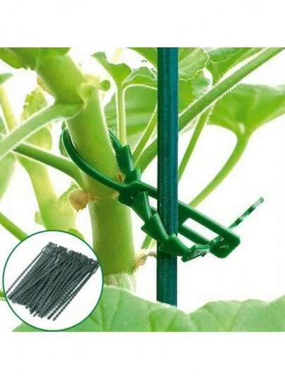 50 Stück einstellbare Kunststoff Pflanzenkabelbinder, wiederverwendbare Kabelbinder für Garten, Baum-Kletterstütze, Pflanzranke, Tomatenstengel Clip