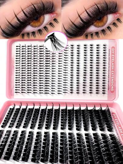 540pcs 100D Cartoon Style 3D Fluffy False Eyelashes Set, 3 Styles With Pointed Tips, 10-18mm Faux Mink Lashes, Includes 5mm/6mm/7mm Lower Lashes, DIY Lash Tray, Multi-Layer Thick Individual Lashes, Russian Lashes