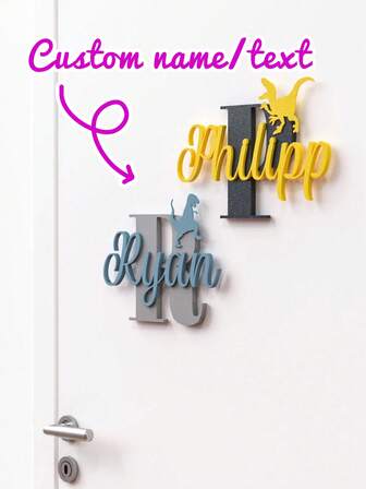 1 pieza Placa personalizada, Placa con nombre de letra personalizada, Placa con nombre para habitación de niños/Placa para evento/Oficina/Señal de dirección para sala de actividades, Impresa en 3D en múltiples tipos de letra, Adecuada para decoración del hogar/Navidad/Año Nuevo/Día de San Valentín, Guía interior y exterior