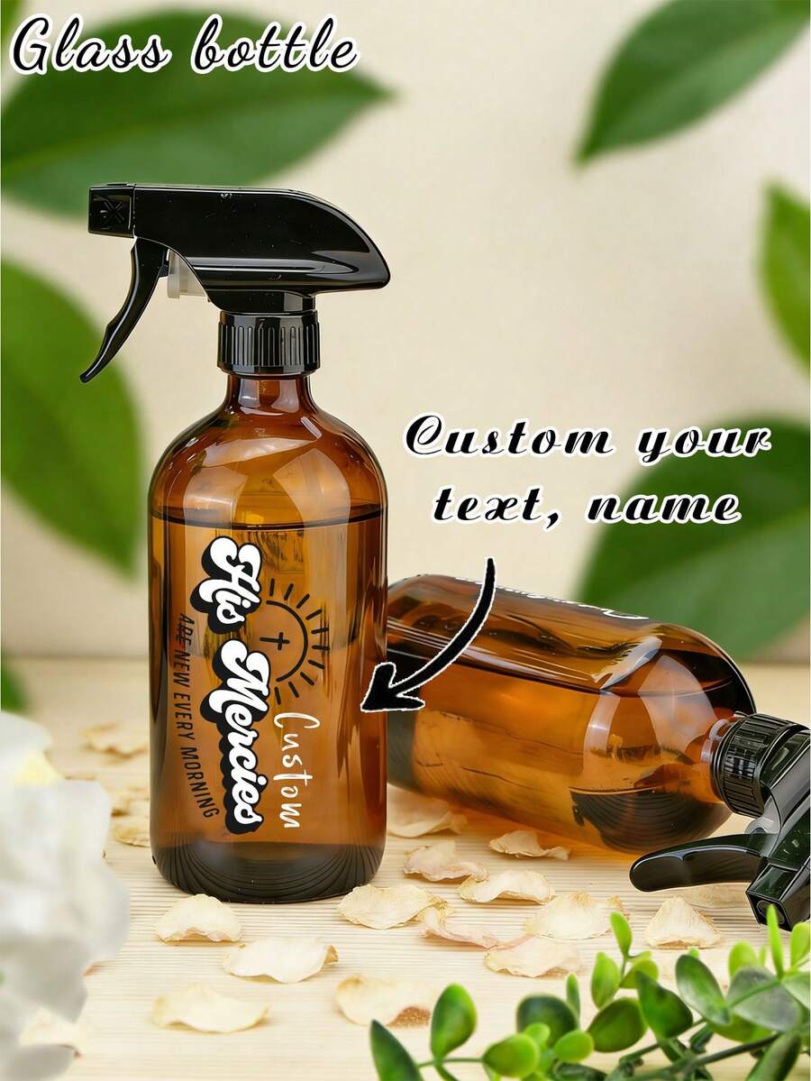 1pc Custom Cleaning Spray Bottle Personalized Glass All-Purpose Spray Bottle Personalised Printing, Custom Text Bathroom Cleaner Kitchen Cleaner Glass Cleaner Custom Spray Bottle Label Decal Custom 500ml Cleaning Spray Bottle