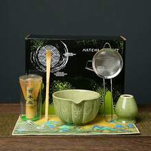 1 pezzo/4 pezzi/7 pezzi Set da tè Matcha, include Ciotola Matcha, Frusta Matcha, Tazza Matcha, Mescolatore, Cucchiaino da tè, Set Ciotola da tè, Strumenti per la preparazione del Matcha, Strumenti per dessert e bevande, Confezione regalo giapponese, Set per mescolare Matsukane Matcha, Regalo per amanti del Matcha - Multicolore - Visualizzare 2