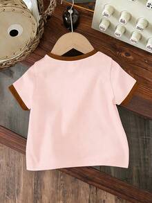 Young Girl Casual Cartoon Print Short Sleeve T-Shirt, Summer - Pink - View 2