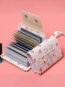 1pc Women's Cute Apple Rabbit Design Multi-Card Slots Large Capacity Compact Card Holder Wallet - Multicolor - View 1