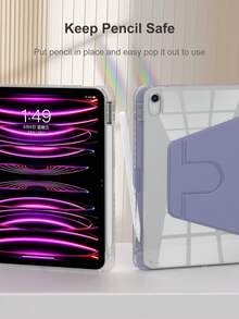 Anti-Scratch IPad Case Compatible With Built-In Pencil Holder, 360 Degree Rotating Folio Stand Cover, Premium Shockproof Auto Wake/Sleep And Flexible Viewing Angles-Light Grayish Purple - Dusty Purple - View 7