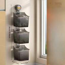 3 pièces Paniers de rangement muraux, convenant pour la cuisine, la salle de bain, la douche. Bacs de rangement économes en espace pour les herbes, les épices, les articles de toilette - Multicolore - Voir 5