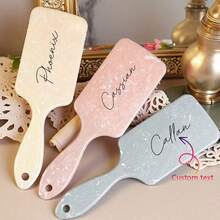 1pc Customized Air Cushion Hair Brush, Large Square Scalp Massager Comb, With Personalized Name/Text, Party Gift, Christmas Gift For Women, New Year Gift, Square Marble Pattern Comb, Long Hair Air Cushion Brush, Large Anti- Hair Brush Air Cushion Brush - Multicolor - View 2