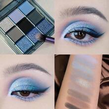 K'APEINE 9-Color Blue Eyeshadow Palette, Pearl & Matte Ocean Tones Eyeshadow Set, High-Pigment Pearlescent Eye Makeup, Suitable For Party And Daily Makeup, Long-Lasting Waterproof Eye Cosmetics Set - Blue - View 5