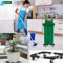 One Stainless Steel Mobile Equipment Cart (With 4 Locking Wheels) - Adjustable Drum Base For Refrigerators, Washers And Dryers - Space-Saving Kitchen Storage Rack With Telescopic Stand And Sliding Casters - Black - View 11