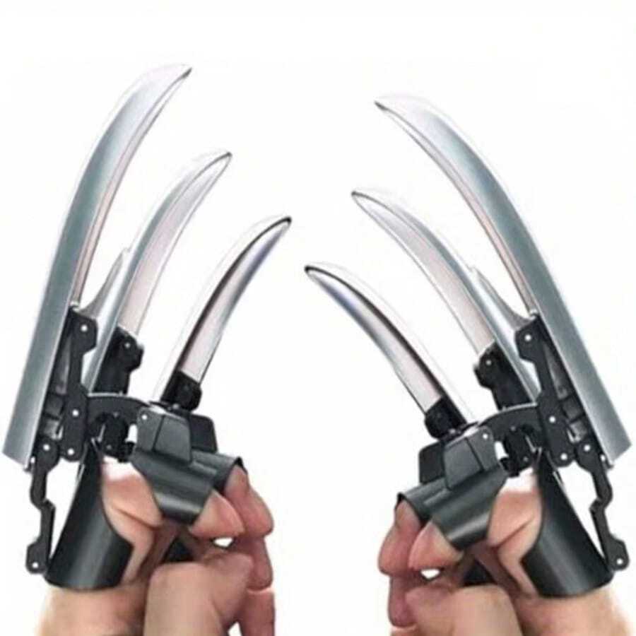 6pcs Retractable Wolf Claw Props - Pop-Up Finger Claws, White PP Material, 3D Cosplay Props, Halloween, Party, Birthday Gag Gifts, Thanksgiving And Christmas Presents