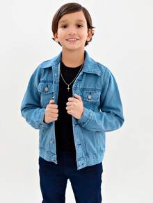 Pimbolim Jeans Boy's Jean Jacket, Children's, With Pockets, Super Stylish. - 淺藍色 - 查看 9