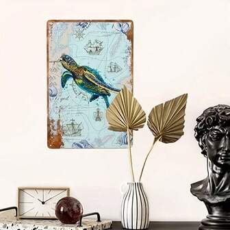 1pc, Sea Turtle Vintage Metal Tin Sign (20.32cmx30.48cm), Retro Metal Tin Sign, Vintage Sign, Home Wall Art Decor, Home Decor, Room Decor, Farm Decor, Patio Garden Decor, Coffee Shop Restaurant Decor