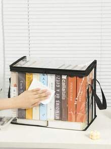 1pc Foldable Transparent PVC Book/Craft/Toy Storage Box, Waterproof And Dustproof, Home Organization Solution - Multicolor - View 7