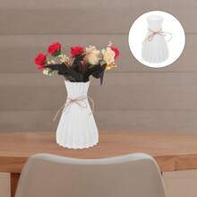 1个现代塑料花瓶，欧式花瓶，婚礼家居装饰，简约篮式摆设，坚固耐用，如同藤条一般，个性时尚，适用于客厅、卧室、婚礼餐桌（6.7英寸，白色） - 彩色 - 查看 8