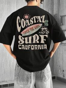 Krometka 男士休闲百搭英文标语印花短袖T恤 - 黑色 - 查看 4