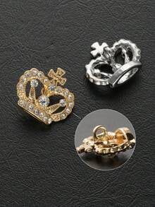 8pcs Elegant Crown Shaped Rhinestone Gold Buttons, Suitable For Wedding Gowns, Evening Dresses, Coats, Sweaters, Suits, Uniforms, Decorative Buttons, DIY Bags, Gifts, Gift Boxes, Dolls, Sewing Accessories - Multicolor - View 8