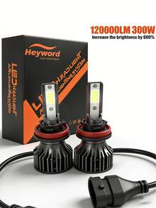 Heyword 2pcs LED Headlights, Compatible With H1, H4, H7, H11, 9005/HB3, 9006/HB4 Models, 30,000 Lumens Brightness, 300W Power, Can Be Used As Fog Lights. High And Low Beam Are Both White Bulbs, 6000K CSP Chip. Plug And Play, Easy Installation. - White - View 14