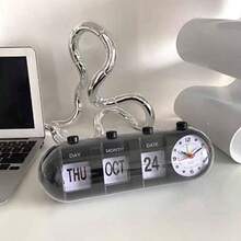 alarmos de Alarma Reloj Digital, Mesa Retro Reloj Auto Flip Reloj Bien sin Ticking Clock Clock Wapt Wapt Waper con Fecha, Mes, da de la Semana Negro - Negro - Ver 6