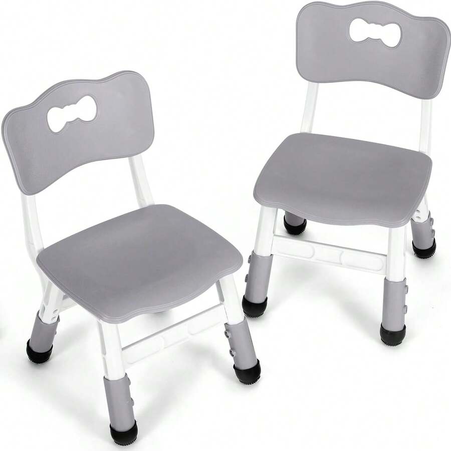 2 PCS Kids Chair Children's Stackable Desk Chairs Height Adjustable Toddler Chairs - Grey - View 1