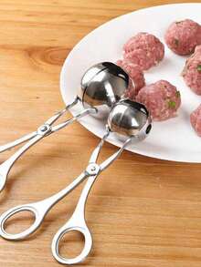 1PC 304 Stainless Steel Rice-Meat Dumplings Clip, Meatball Maker, Household Kitchen Pinch Taiwanese Meatballs Fish Boil Ball Rice And Vegetable Roll Mold Home Appliances Accessories Gadgets Tools Christmas Stuff Cooking Christmas - Silver - View 4