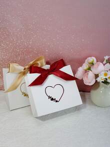 10pcs Elegant Red Heart Gift Boxes With Ribbon, Kraft Paper Gift Packaging Boxes For Proposal, Wedding, Anniversary Celebrations, Mother's Day, Valentine's Day & Engagement Party Favors Decorations - Multicolor - View 2