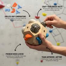 1-Piece Portable DIY Wooden Training Ball With 12 Modular Grips, Finger Strength & Reflex Trainer, Handheld Stress Relief Ball For Climbers, Athletes, Rehabilitation - Creative Puzzle Gift For Birthday, Christmas, Party Favors, Ideal For Rock Climbing Training, Outdoor Enthusiasts & Focus Exercises - Multicolor - View 1