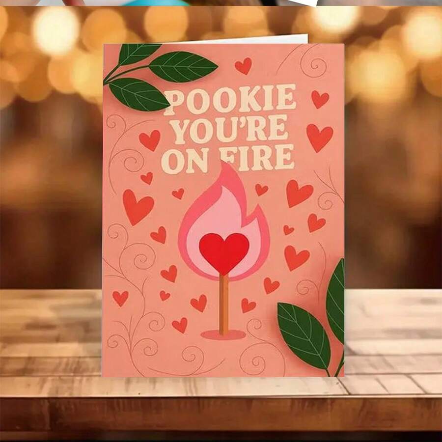 1pc Cute Kangaroo Heart Pattern Valentine's Day Greeting Card. A Perfect Gift For Husband, Wife, Boyfriend And Girlfriend On Valentine's Day And Anniversary. A Special And Adorable Valentine's Day Card. - Multicolor - View 1