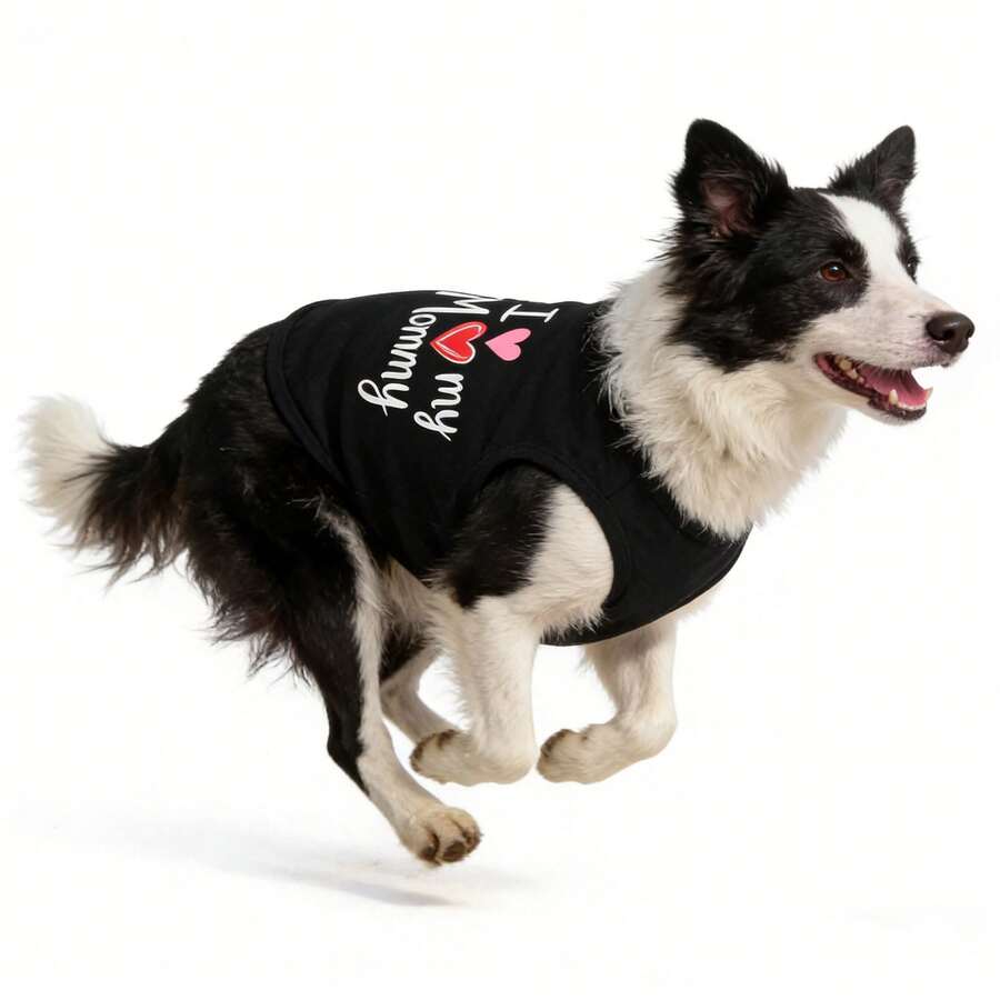 Pet Dog/Cat Letter Print Vest, Lightweight Breathable Sleeveless Shirt, Suitable For Poodle, Teddy Bear, Pug And Other Dog Breeds - Multicolor - View 1