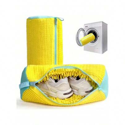 1pc Washing Machine Shoe Bag, Suitable For Various Shoes - Light Blue With White Zipper, Soft Fleece Lining, Effectively Protects Clothing, Especially Suitable For Sneakers And Casual Shoes. This Laundry Bag Is Also An Ideal Choice For Travel, Travel Bags And Travel Accessories. Must-Have For Graduation Season.