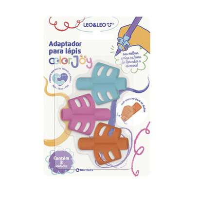  Adaptador de Lápis com Encaixe de Dedo Color Joy Blister c/ 3 Peças Leo&Leo Leonora