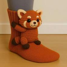 Animal Socks Women Funny Animal Hug Sock Hand Crocheted Warm Socks Long Stocking Stuffers Sock - #04 - 查看 2