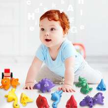 Dinosaur Pairing Puzzle Toy With Storage Bucket Toddler Double-Sided Alphabet Number Pattern Early Education Toy