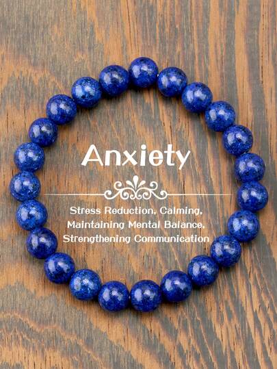 천연석 1 심플 스타일 천연 청금석 팔찌, 남녀를 위한 이상적인 선물, 4/6/8/10mm 데일리 수제 비즈 쥬얼리, 친구, 가족에게 적합