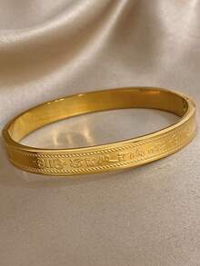 1 Peça Pulseira Bracelete Vintage Único com Texto para Mulheres, Pulseira Bracelete Dourada Minimalista para Presente de Joias de Aniversário, Natal e Festa - Multicolorido - Visão 3