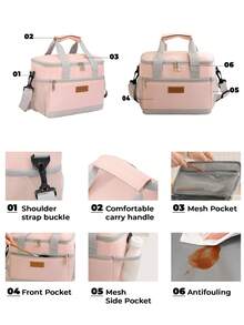 1 pièce Sac isotherme à bandoulière imprimé marguerite/cerise, boîte à lunch isotherme étanche avec doublure en aluminium épais, boîte à lunch réutilisable pour le bureau, le pique-nique, la randonnée, la plage pour les femmes et les adultes, espace de grande capacité pour ranger la nourriture et les boissons à utiliser lors des sorties, idéal pour le travail, l'école, le bureau, le pique-nique, les voyages et le camping