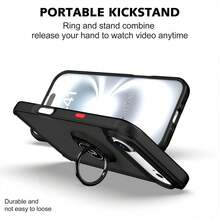 适用于三星 S10/S20/S21/S22/S23/S24/S25 的多功能手机壳（带支架），防震手机壳 + 隐藏式支架，适用于 Galaxy A55 5G、A35/A15/S24U，兼容三星手机，适用于荣耀 400/Prolite，适用于华为 P20/30/40/50/60/70/80 手机壳 - 黑色 - 查看 2