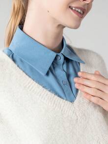1pc Chiffon Turtleneck Sweater, Multi-Color (Black, White, Red, Yellow, Blue, Green),Festival,Travel - Pointed Collar Fake Collar - View 9