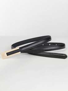 2条/1条装 女士休闲纯色PU皮细腰带，四季皆宜 - 彩色 - 查看 10