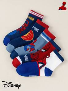 1/5/10 Pairs Marvel Spider-Man Kids Socks, Superhero Pattern, Breathable & Soft, Boys & Girls, Suitable For Everyday Wear/Party Gifts/Easter/Spring/Summer - Multicolor - View 5